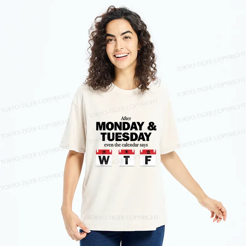 Tokyo-Tiger Days After Monday And Tuesday Washed T-Shirt