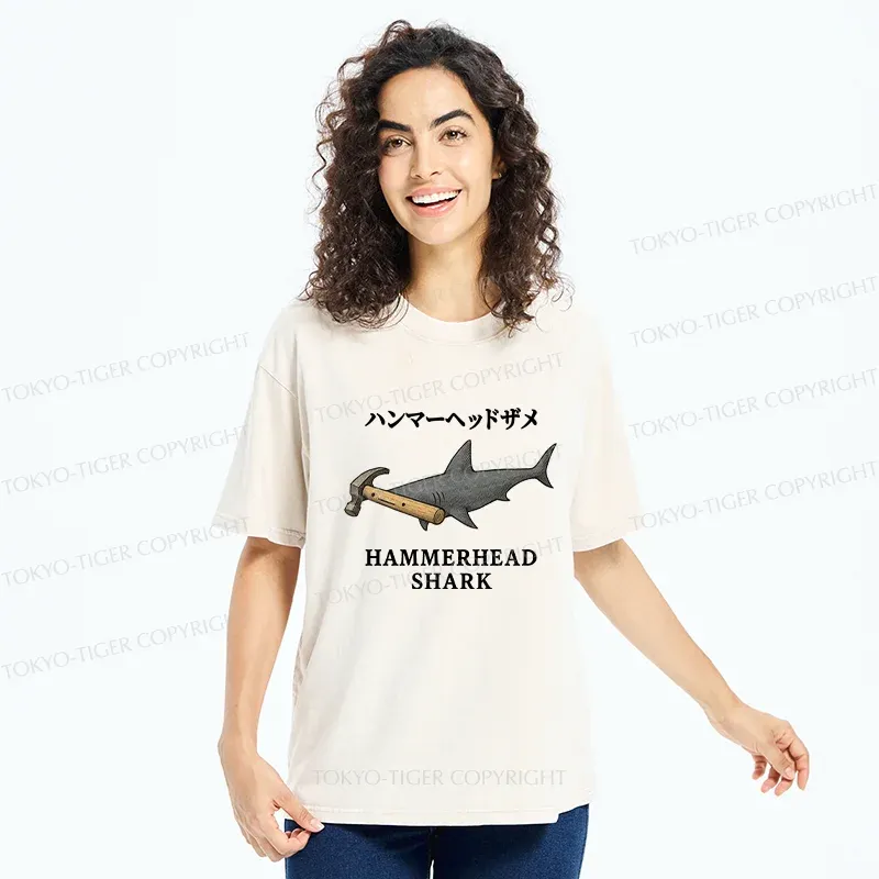 Tokyo-Tiger Hammerhead Shark Washed T-Shirt