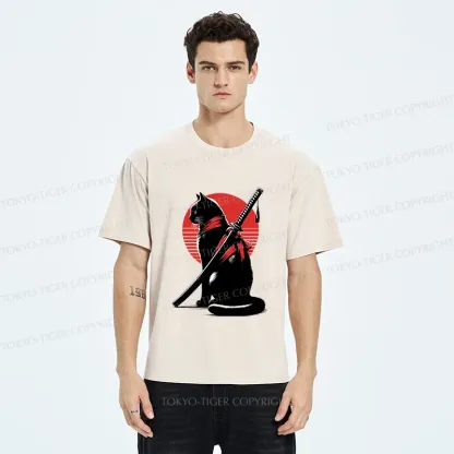 Tokyo-Tiger Handsome Cat Ninja Washed T-Shirt