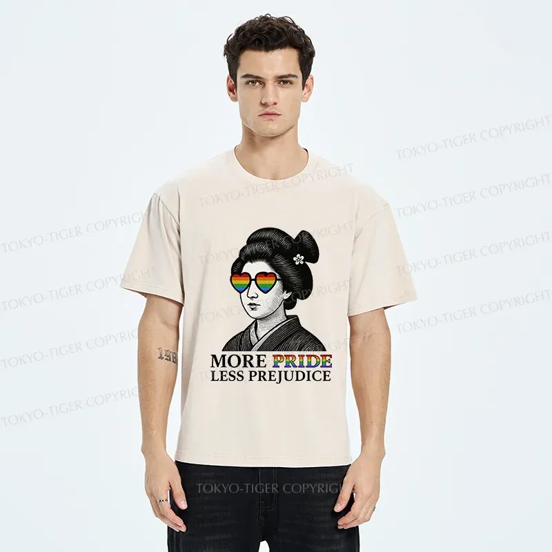 Tokyo-Tiger Geisha Wearing Sunglasses Washed T-Shirt