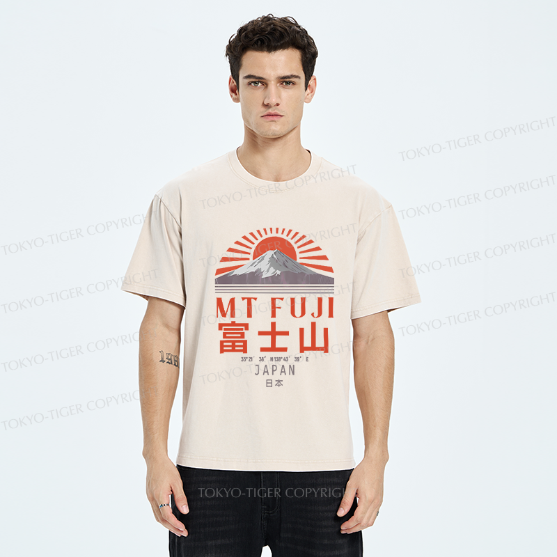 Tokyo-Tiger Retro Mount Fuji Washed T-Shirt
