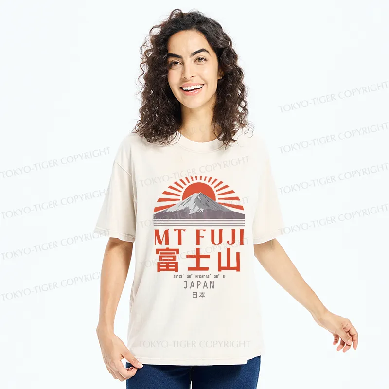 Tokyo-Tiger Retro Mount Fuji Washed T-Shirt