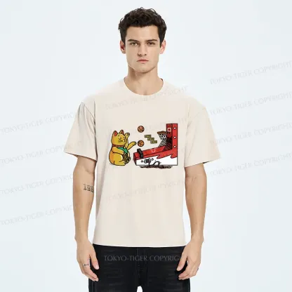 Tokyo-Tiger Lucky Cat Shooting Washed T-Shirt