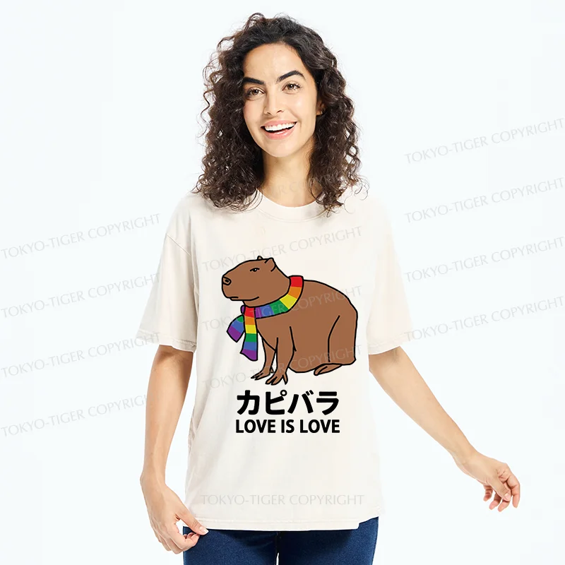 Tokyo-Tiger Capybara With Love Washed T-Shirt