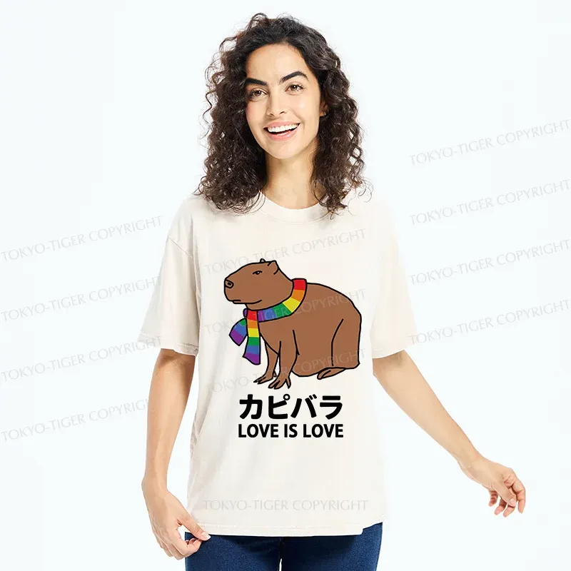 Tokyo-Tiger Capybara With Love Washed T-Shirt