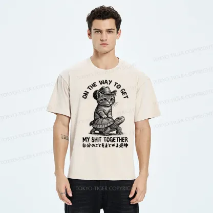 Tokyo-Tiger Cat And The Turtle Walking Together Washed T-Shirt