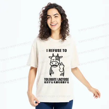 Tokyo-Tiger Intolerance To Lactose Washed T-Shirt