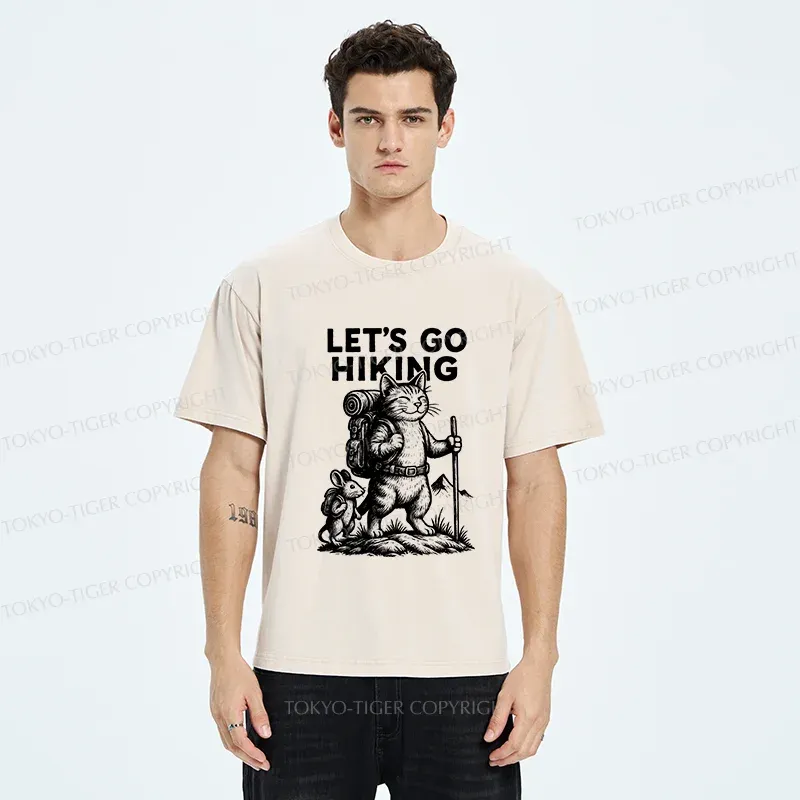 Tokyo-Tiger Cat And Mouse Go Hiking Washed T-Shirt