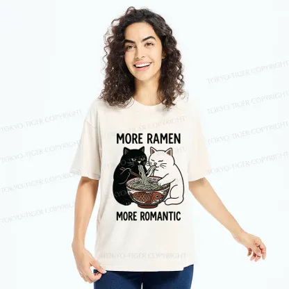 Tokyo-Tiger Two Cats Are Eating Ramen Washed T-Shirt