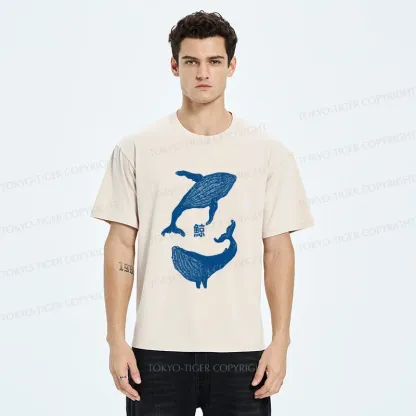Tokyo-Tiger Japanese whale Washed T-Shirt