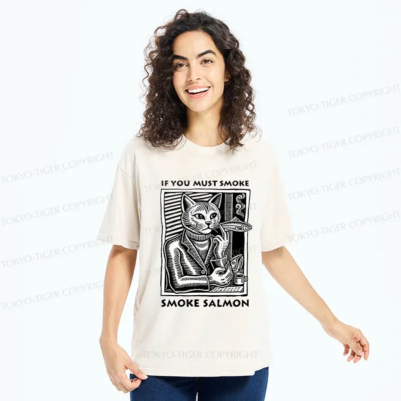 Tokyo-Tiger Elegant Cat Washed T-Shirt