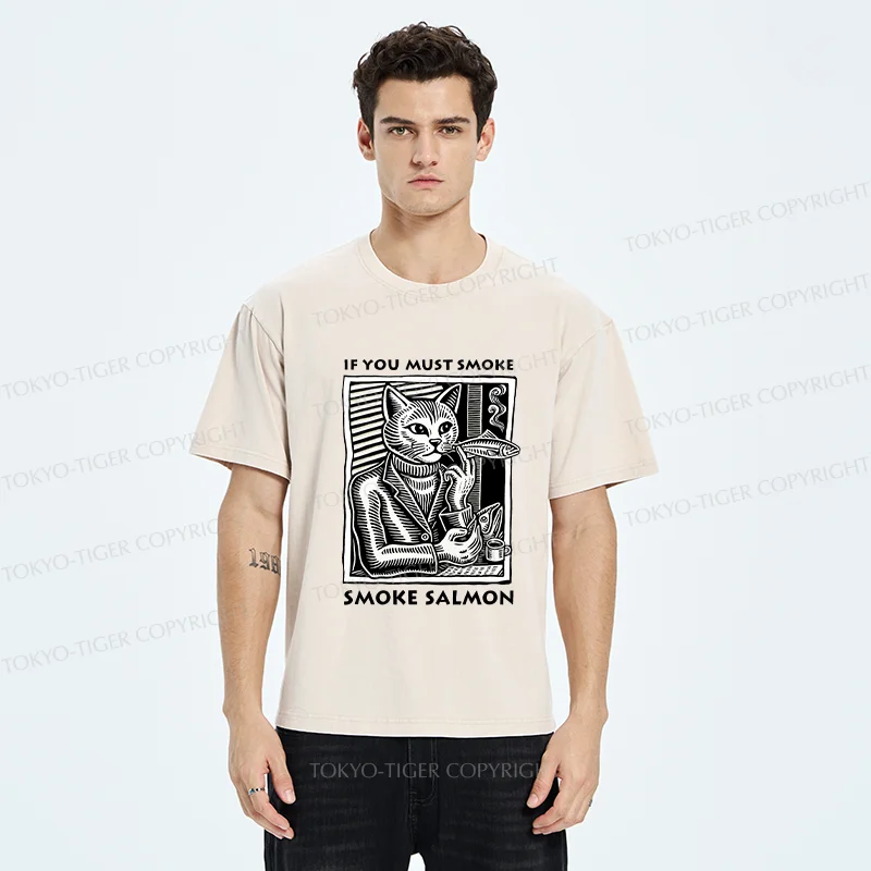 Tokyo-Tiger Elegant Cat Washed T-Shirt