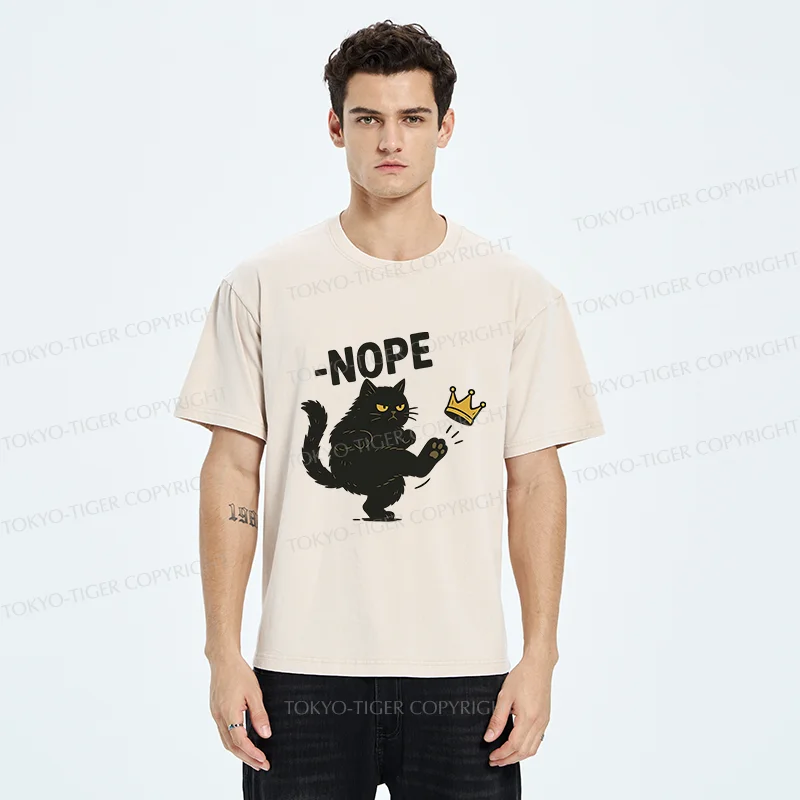 Tokyo-Tiger Cat Kicking The Crown Washed T-Shirt