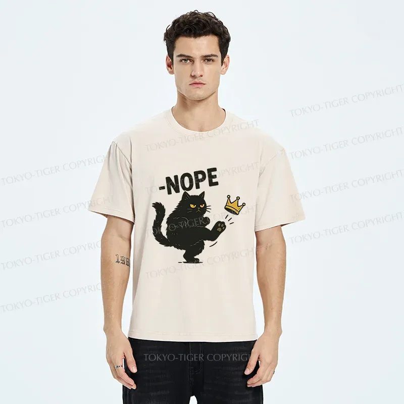 Tokyo-Tiger Cat Kicking The Crown Washed T-Shirt