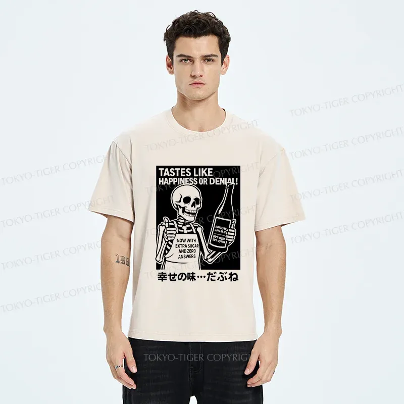 Tokyo-Tiger Taste Of Happiness Funny Washed T-Shirt