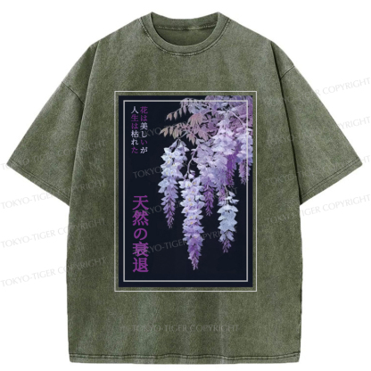 Tokyo-Tiger Wisteria Jpanese Flowers Poster Washed T-Shirt