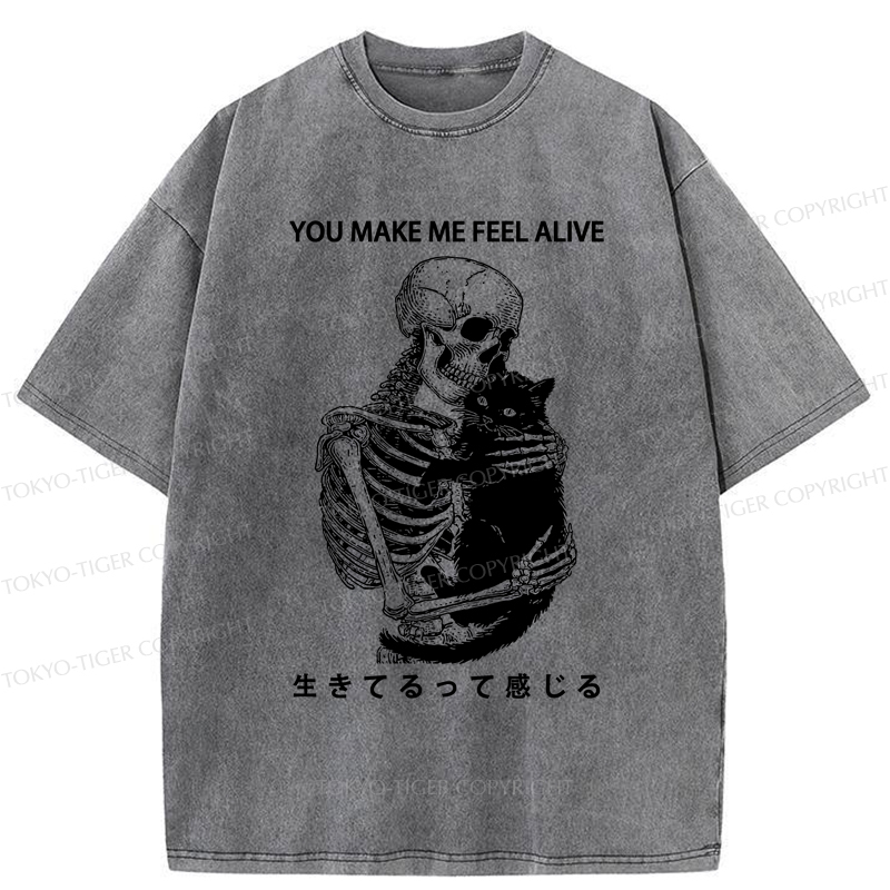 Tokyo-Tiger Cat Make Me Feel Alive Washed T-Shirt