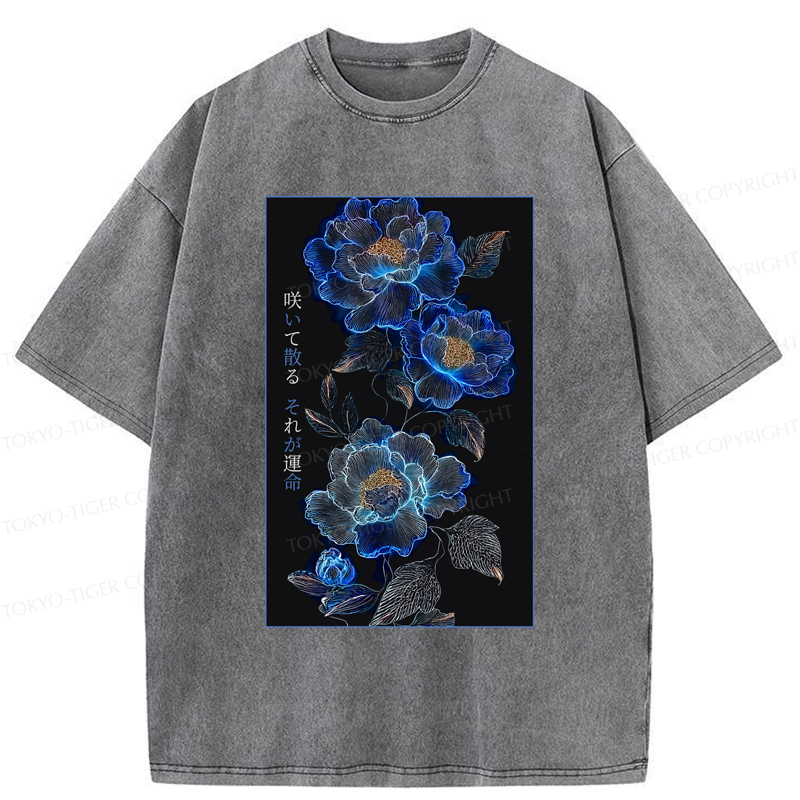 Tokyo-Tiger The Sea Of Flowers In The Darkness Washed T-Shirt