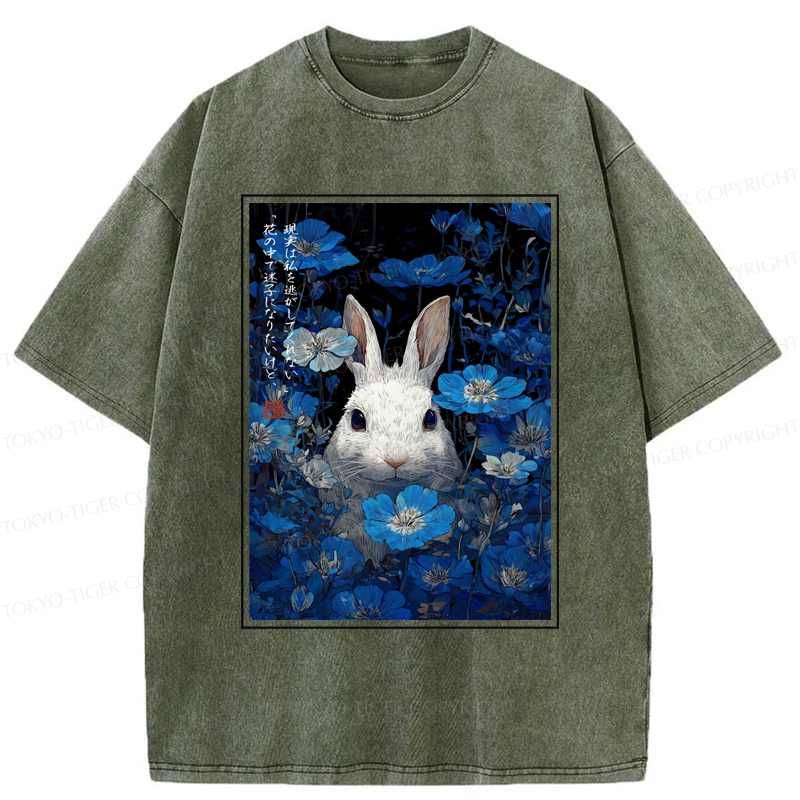 Tokyo-Tiger Whispers Of The Rabbit Among The Flowers Washed T-Shirt