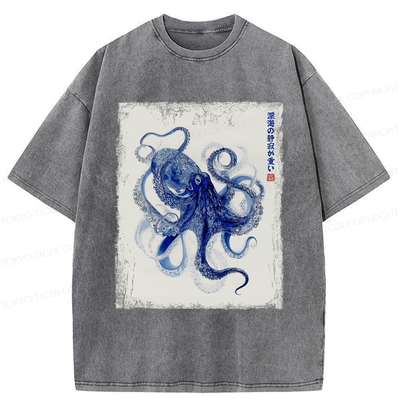 Tokyo-Tiger In The Deep: The Octopus’s Journey Washed T-Shirt