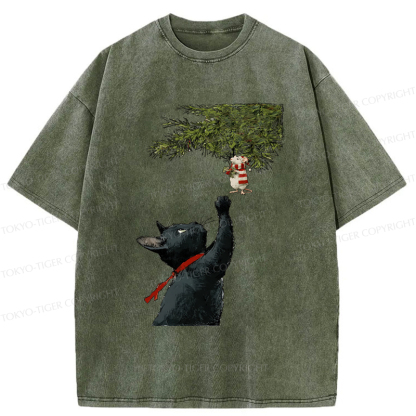 Tokyo-Tiger A Christmas Tale: The Cat And The Mouse Washed T-Shirt