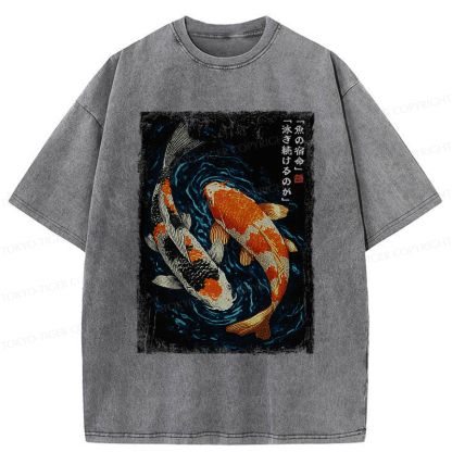 Tokyo-Tiger Eternal Currents: The Life Of A Fish Washed T-Shirt