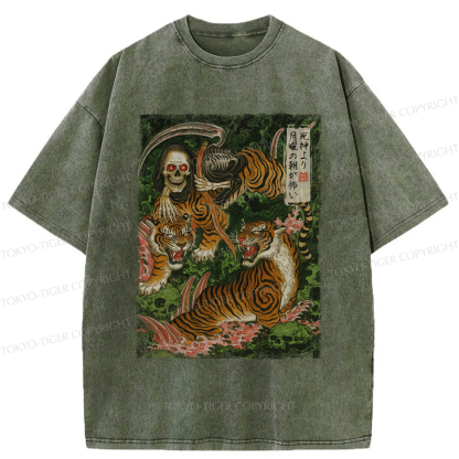 Tokyo-Tiger Death God And Tiger Washed T-Shirt
