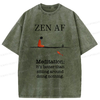 Tokyo-Tiger Zen Vibes Only: The Power of Meditation Washed T-Shirt