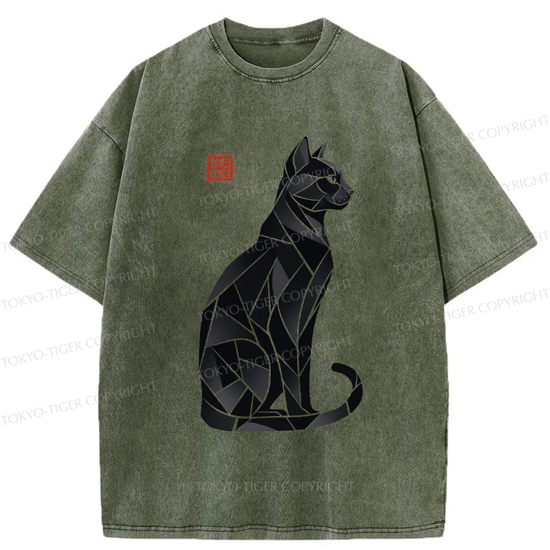 Tokyo-Tiger Mystic Cat: A Modern Design Washed T-Shirt