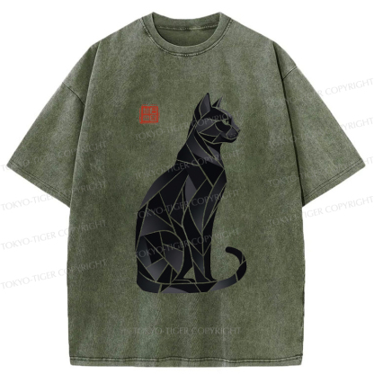 Tokyo-Tiger Mystic Cat: A Modern Design Washed T-Shirt