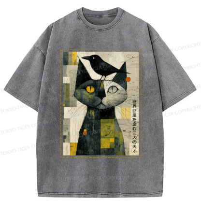 Tokyo-Tiger The Cat And The Crow Are Planning To Rule The World Washed T-Shirt