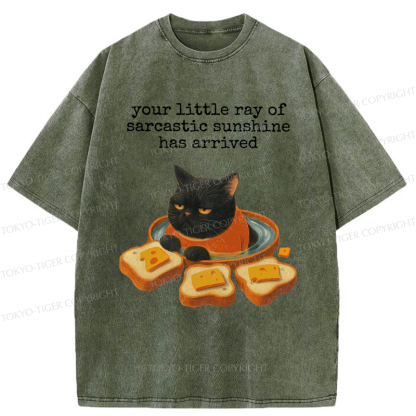 Tokyo-Tiger Funny Cat：Your little Ray Of Sarcastic Sunshine Has Arrived Washed T-Shirt