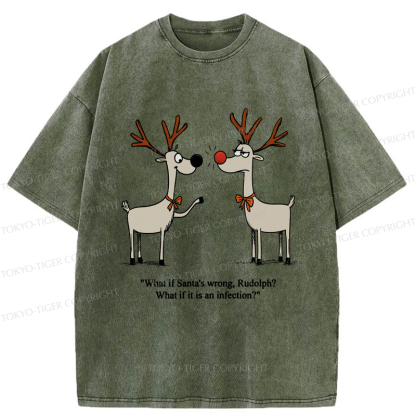 Tokyo-Tiger A Reindeer's Doubt: Rudolph's Red Nose Washed T-Shirt