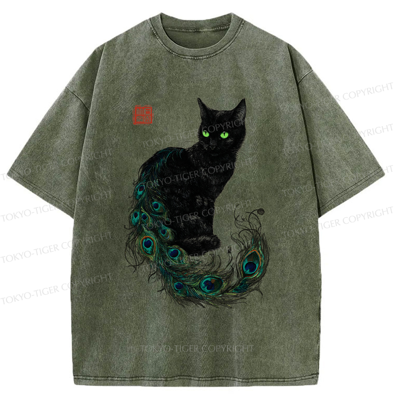 Tokyo-Tiger The Cat with a Peacock's Grace Washed T-Shirt