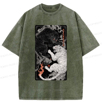 Tokyo-Tiger Tigers Locked In An Epic Battle Washed T-Shirt