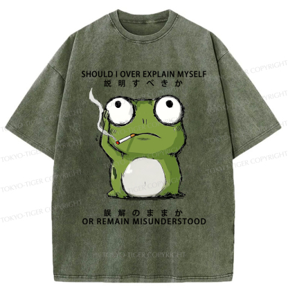 Tokyo-Tiger The Smoking Frog Of Philosophy Washed T-Shirt