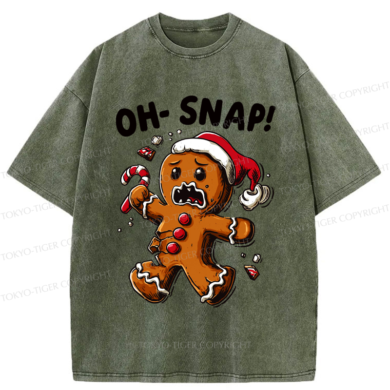 Tokyo-Tiger Oh Snap The Gingerbread Man's Christmas Chaos Washed T-Shirt