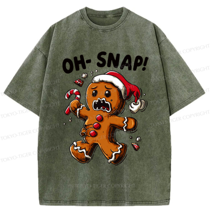 Tokyo-Tiger Oh Snap The Gingerbread Man's Christmas Chaos Washed T-Shirt