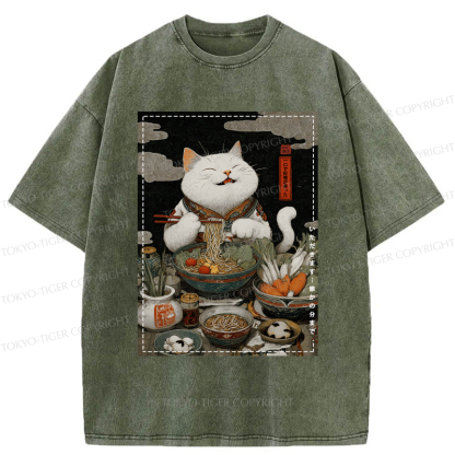 Tokyo-Tiger The Ramen-Loving Cat Washed T-Shirt