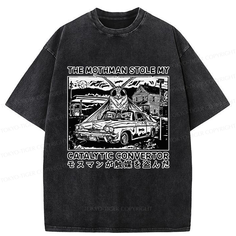 Tokyo-Tiger The Night Mothman Stole My Converter Washed T-Shirt