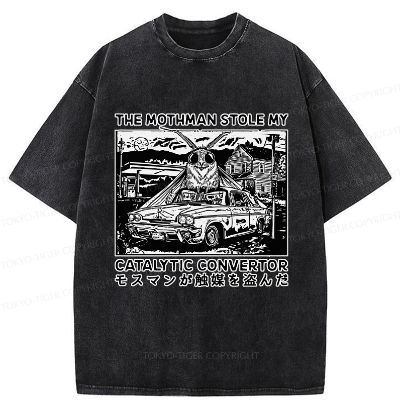 Tokyo-Tiger The Night Mothman Stole My Converter Washed T-Shirt