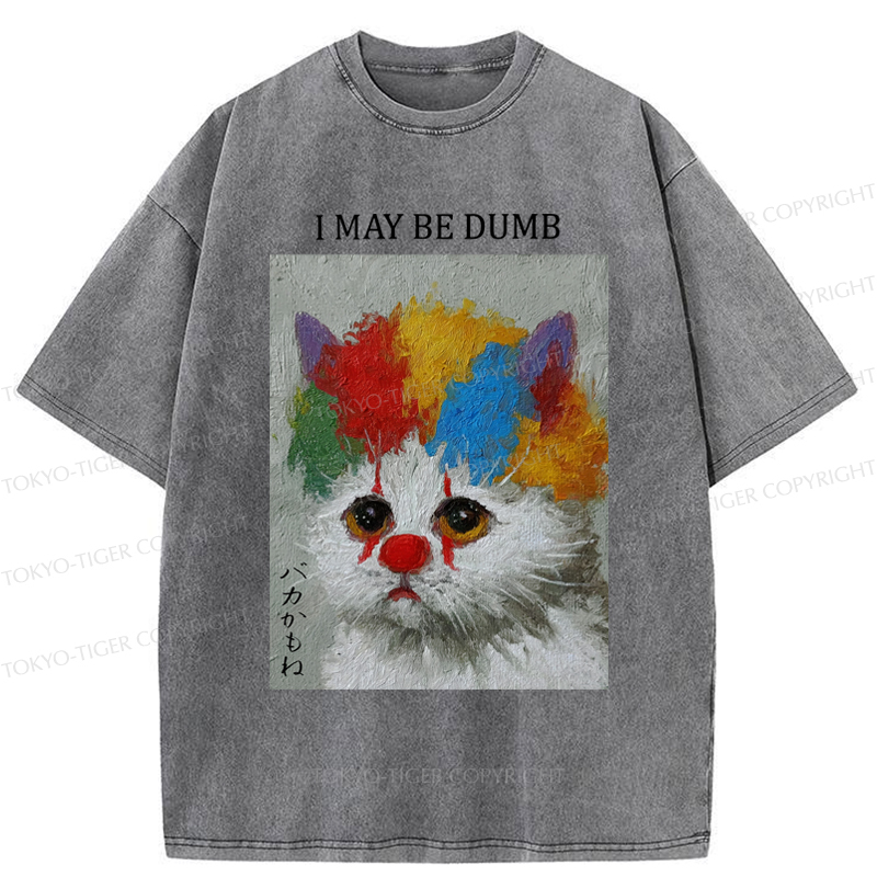 Tokyo-Tiger Funny Clown Cat：I May Be Dumb Washed T-Shirt
