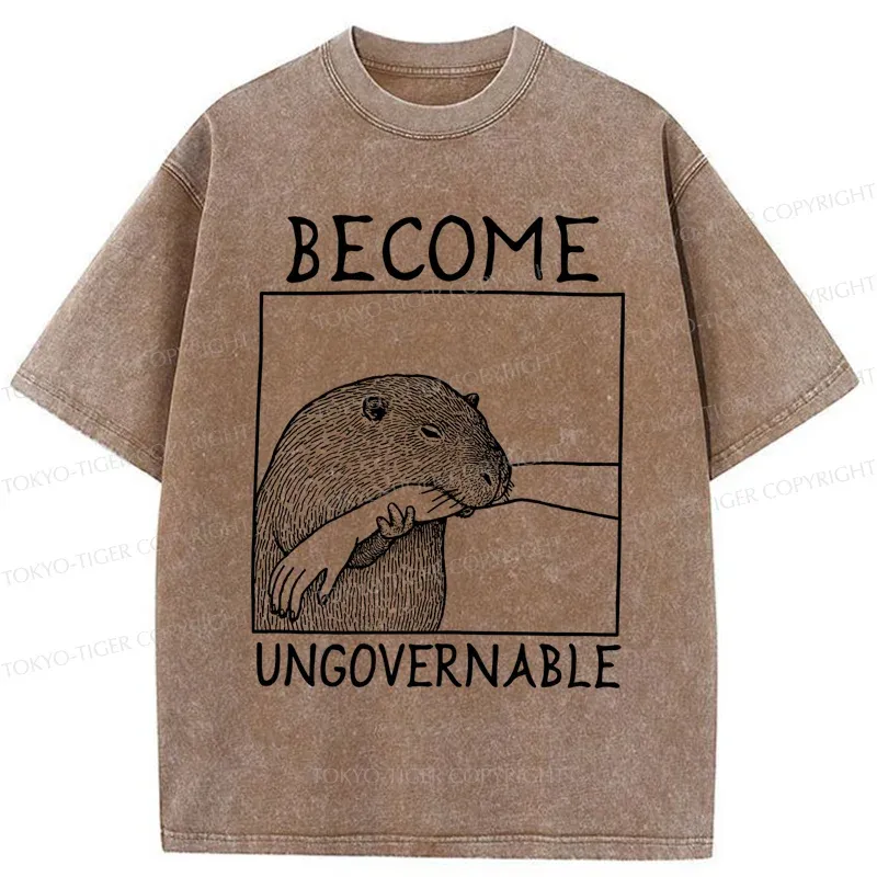 Tokyo-Tiger Capybara Bites People Washed T-Shirt Sale