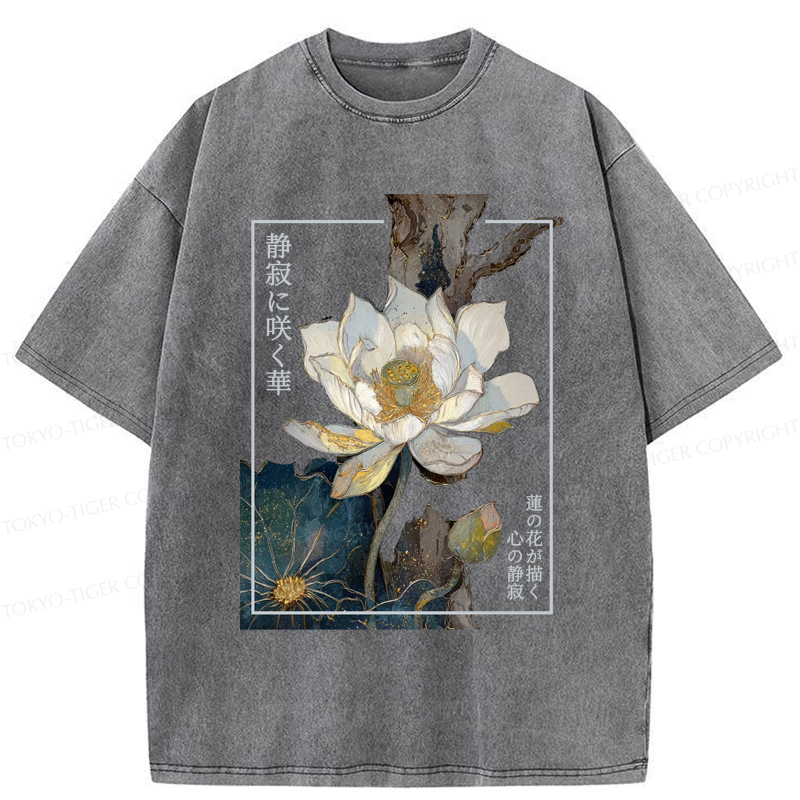 Tokyo-Tiger Blooming Lotus Japan Washed T-Shirt