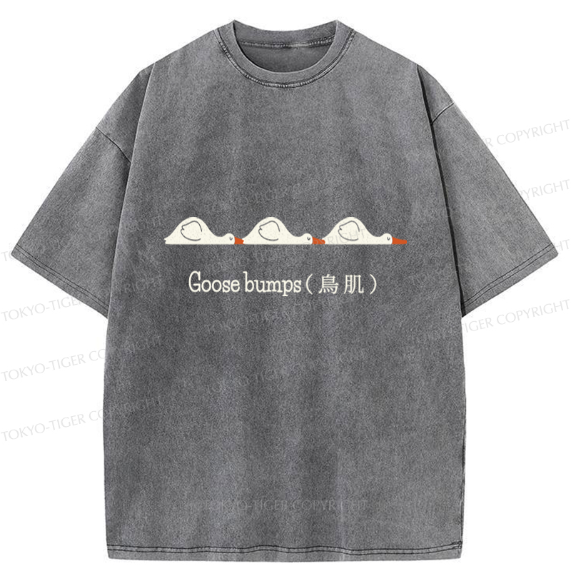 Tokyo-Tiger Funny Goose Bumps Washed T-Shirt