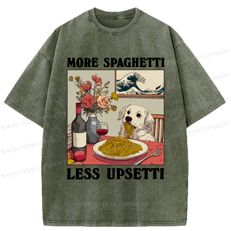 Tokyo-Tiger More Spaghetti Less Upsetti Dog Washed T-Shirt