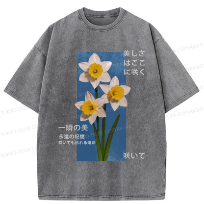 Tokyo-Tiger Beautiful Japanese Flowers Poster T-Shirt