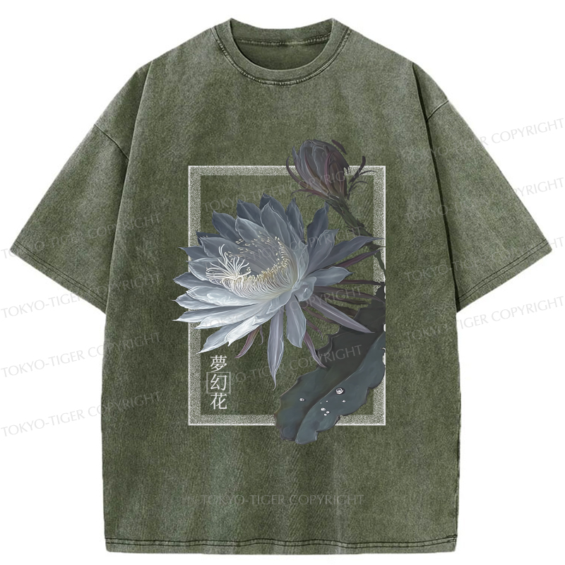 Tokyo-Tiger Japanese Hallucinogenic Epiphyllum Washed T-Shirt