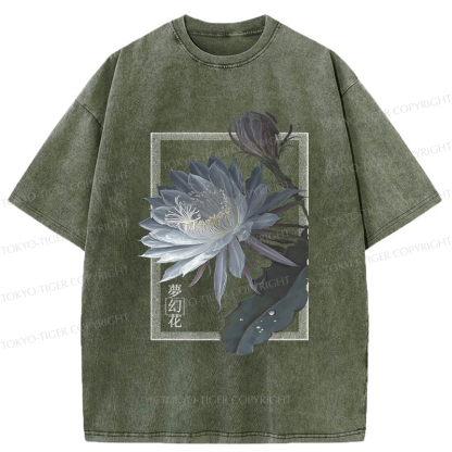 Tokyo-Tiger Japanese Hallucinogenic Epiphyllum Washed T-Shirt