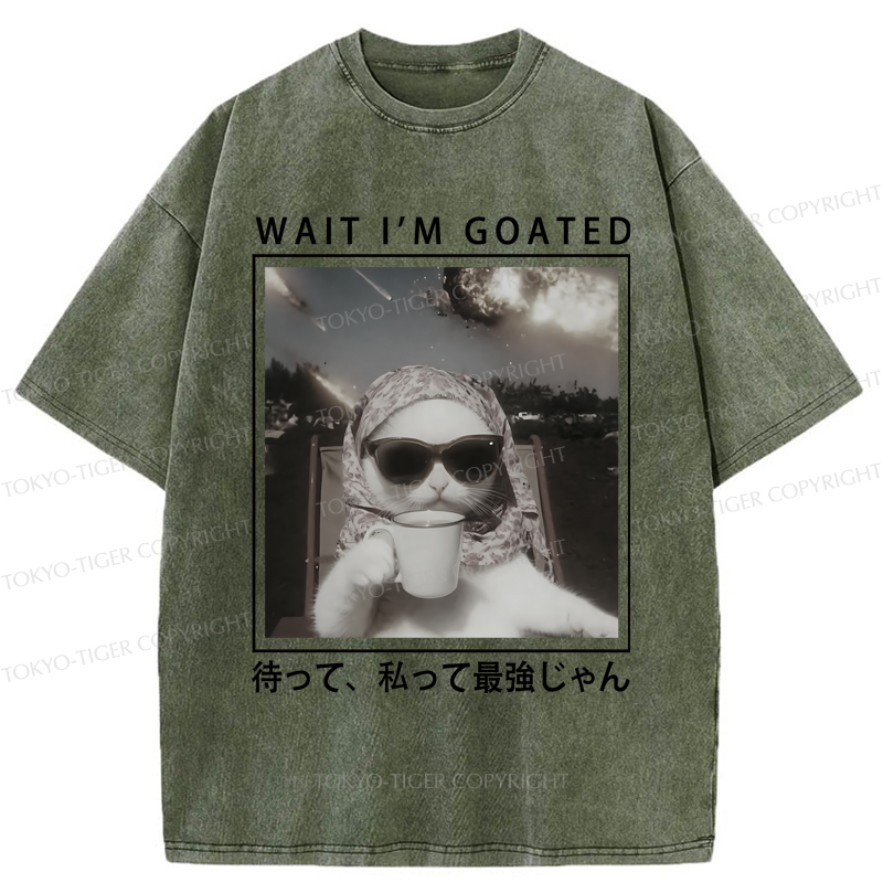 Tokyo-Tiger Elegant And Sarcastic Cat Washed T-Shirt